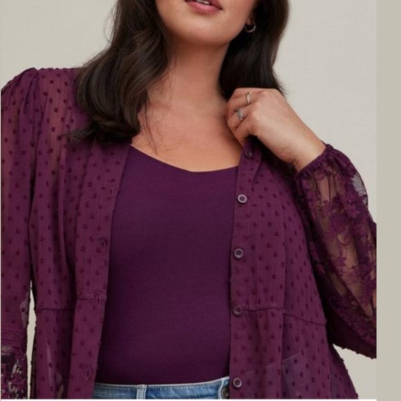 NWT Torrid Clip Dot Button Front Maxi Kimono 4X - Picture 5 of 7